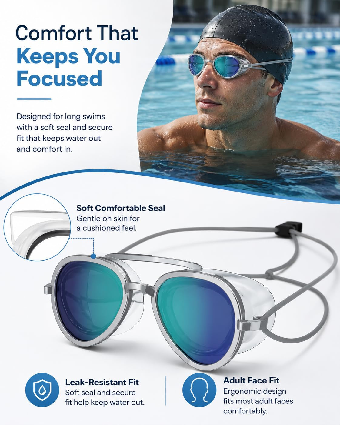 2026 NEW Swimming Goggles, No Leak, Anti UV, for Training and Competition