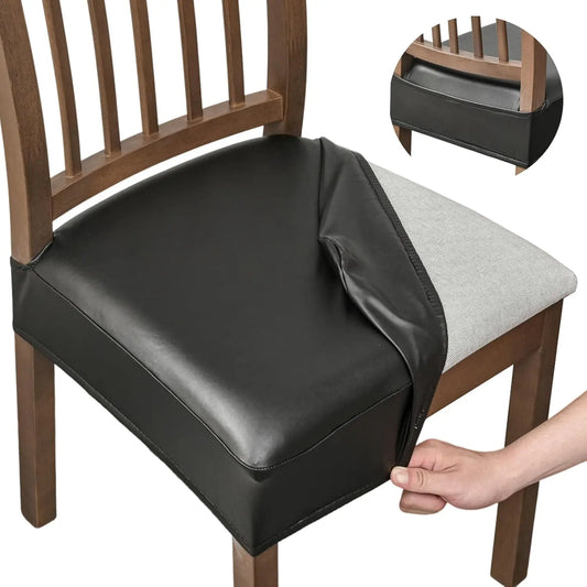 Waterproof Seat Covers for Dining Room Chairs Set of , Pu Leather Chair Seat Slipcovers Dining Chair Cover Removable Washable Chair Protctor Cover, Rear Covers