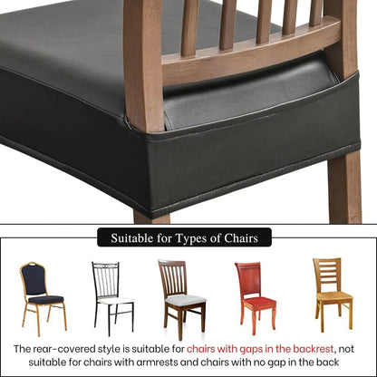 Waterproof Seat Covers for Dining Room Chairs Set of , Pu Leather Chair Seat Slipcovers Dining Chair Cover Removable Washable Chair Protctor Cover, Rear Covers