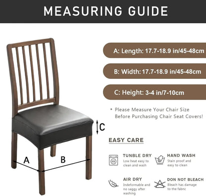 Waterproof Seat Covers for Dining Room Chairs Set of , Pu Leather Chair Seat Slipcovers Dining Chair Cover Removable Washable Chair Protctor Cover, Rear Covers