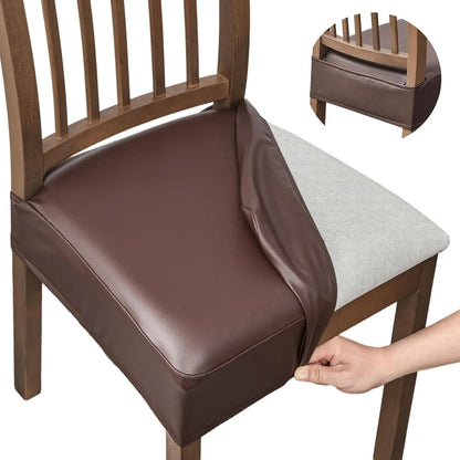Waterproof Seat Covers for Dining Room Chairs Set of , Pu Leather Chair Seat Slipcovers Dining Chair Cover Removable Washable Chair Protctor Cover, Rear Covers