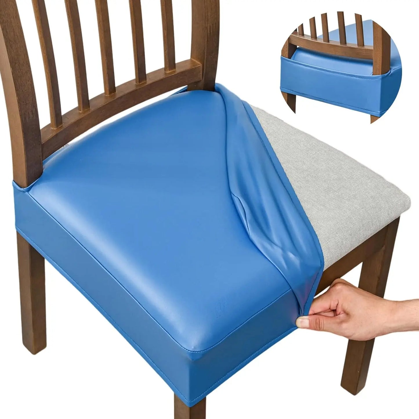 Waterproof Seat Covers for Dining Room Chairs Set of , Pu Leather Chair Seat Slipcovers Dining Chair Cover Removable Washable Chair Protctor Cover, Rear Covers