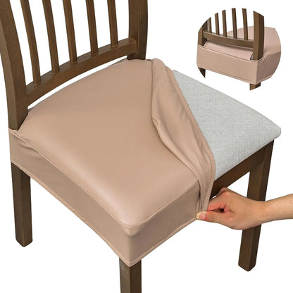 Waterproof Seat Covers for Dining Room Chairs Set of , Pu Leather Chair Seat Slipcovers Dining Chair Cover Removable Washable Chair Protctor Cover, Rear Covers