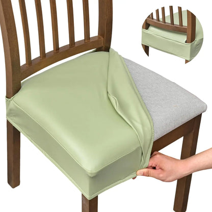 Waterproof Seat Covers for Dining Room Chairs Set of , Pu Leather Chair Seat Slipcovers Dining Chair Cover Removable Washable Chair Protctor Cover, Rear Covers