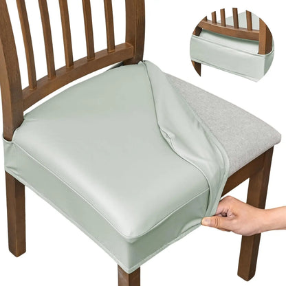 Waterproof Seat Covers for Dining Room Chairs Set of , Pu Leather Chair Seat Slipcovers Dining Chair Cover Removable Washable Chair Protctor Cover, Rear Covers