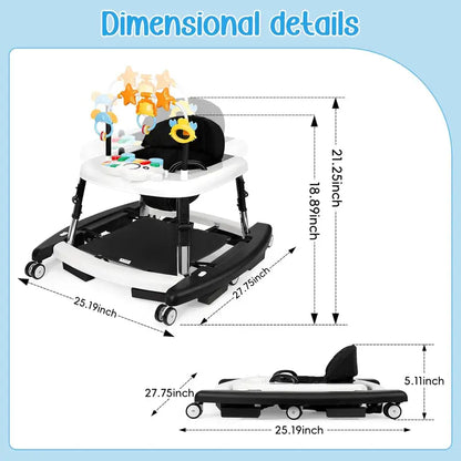 🎄Christmas Special Offer: Unisex Plastic 5-in-1 Activity Walker for 6-18 Months Infants - Safety Tested, Foldable, 3 Adjustable Heights, Bouncer + Rocker, Triangular Base, Music, Feeding Tray, Removable Footrest, Portable, Breathable Baby Items