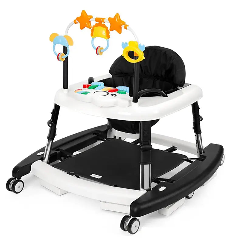 🎄Christmas Special Offer: Unisex Plastic 5-in-1 Activity Walker for 6-18 Months Infants - Safety Tested, Foldable, 3 Adjustable Heights, Bouncer + Rocker, Triangular Base, Music, Feeding Tray, Removable Footrest, Portable, Breathable Baby Items