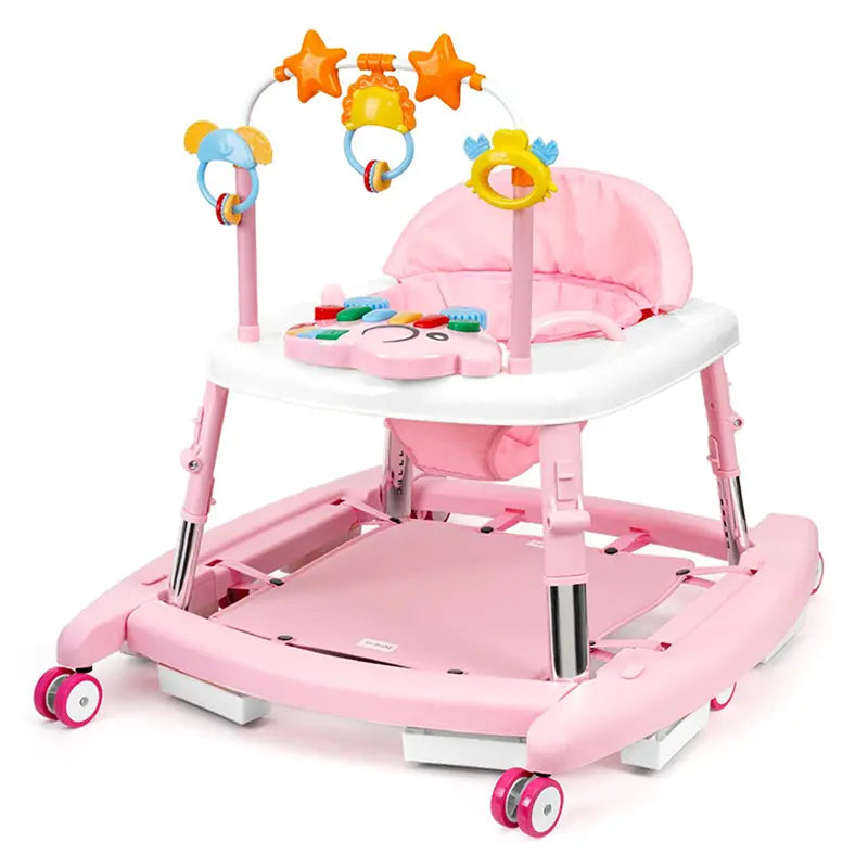 🎄Christmas Special Offer: Unisex Plastic 5-in-1 Activity Walker for 6-18 Months Infants - Safety Tested, Foldable, 3 Adjustable Heights, Bouncer + Rocker, Triangular Base, Music, Feeding Tray, Removable Footrest, Portable, Breathable Baby Items
